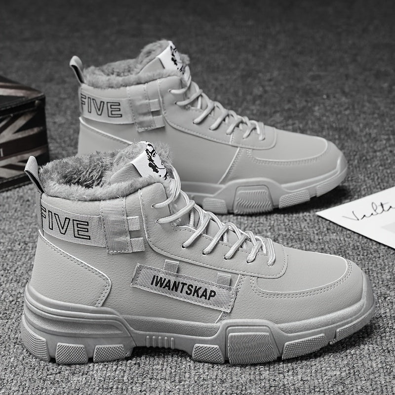 Men's Winter Snow Boots Faux Leather Fleece Lining Anti-Slip Durable Casual Outdoor