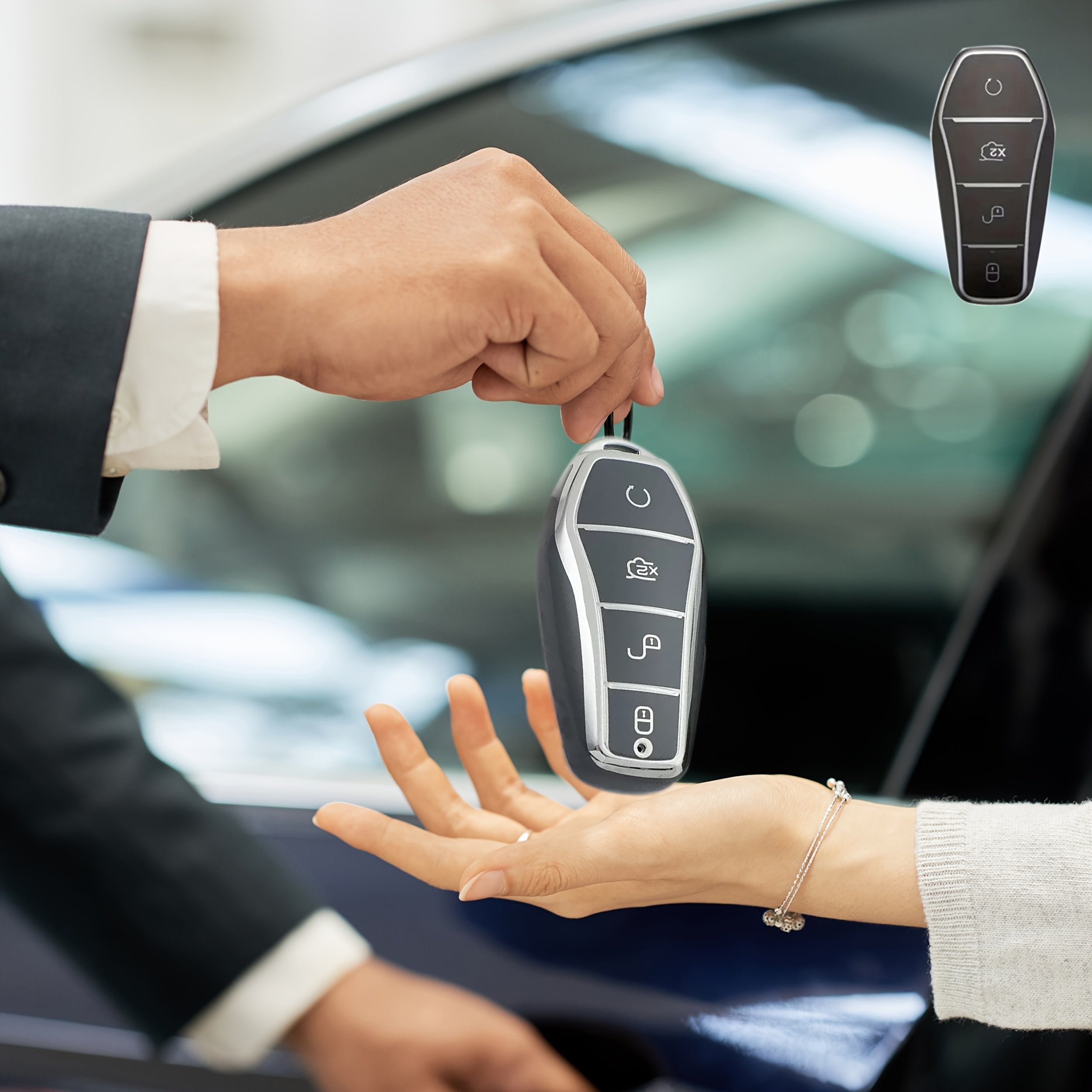 Universal TPU Car Key Cover for Smart Keys, Protective, Durable, D-Shaped