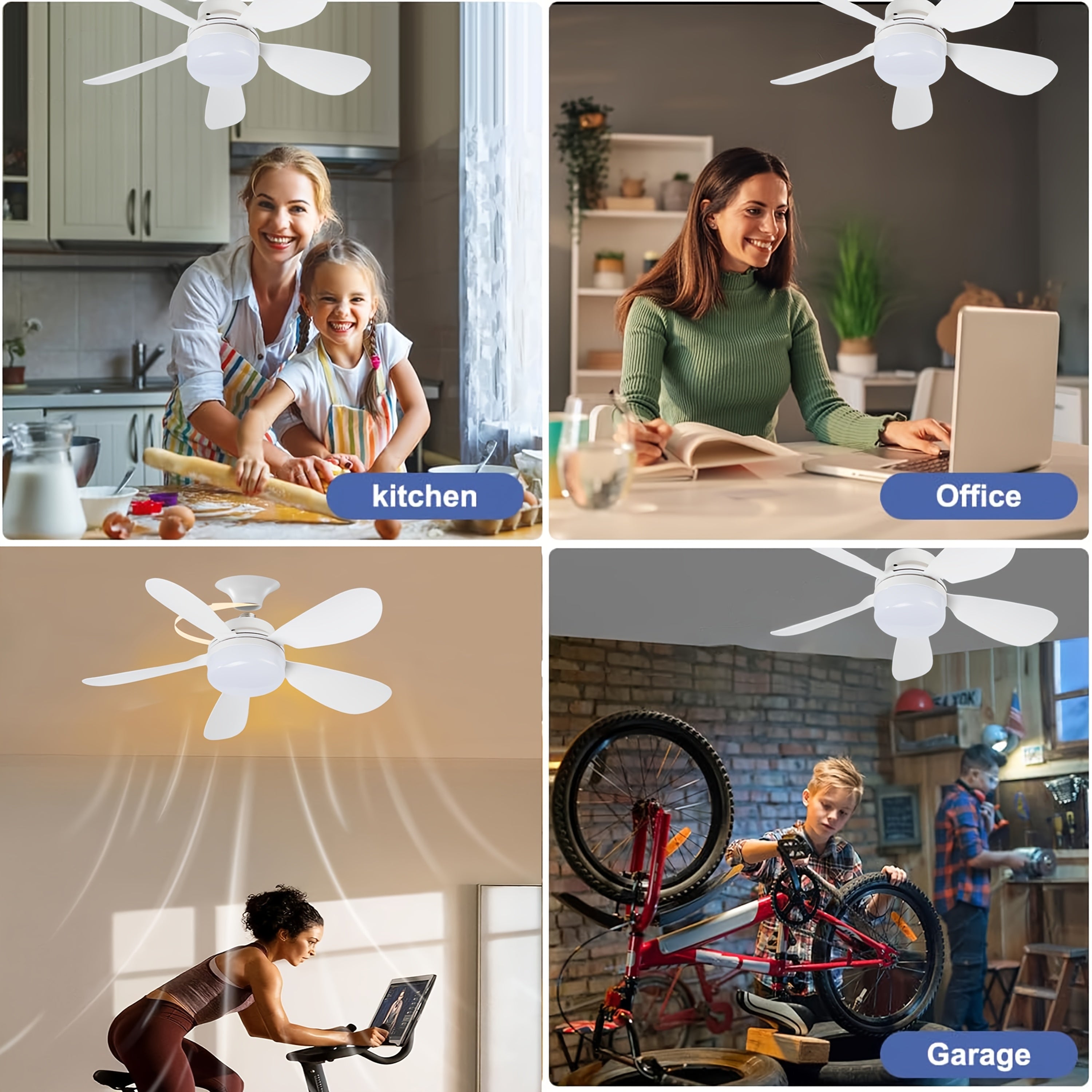 40.13cm Large Ceiling Fan with Remote 3 Speed Brightness LED Light for Bedroom