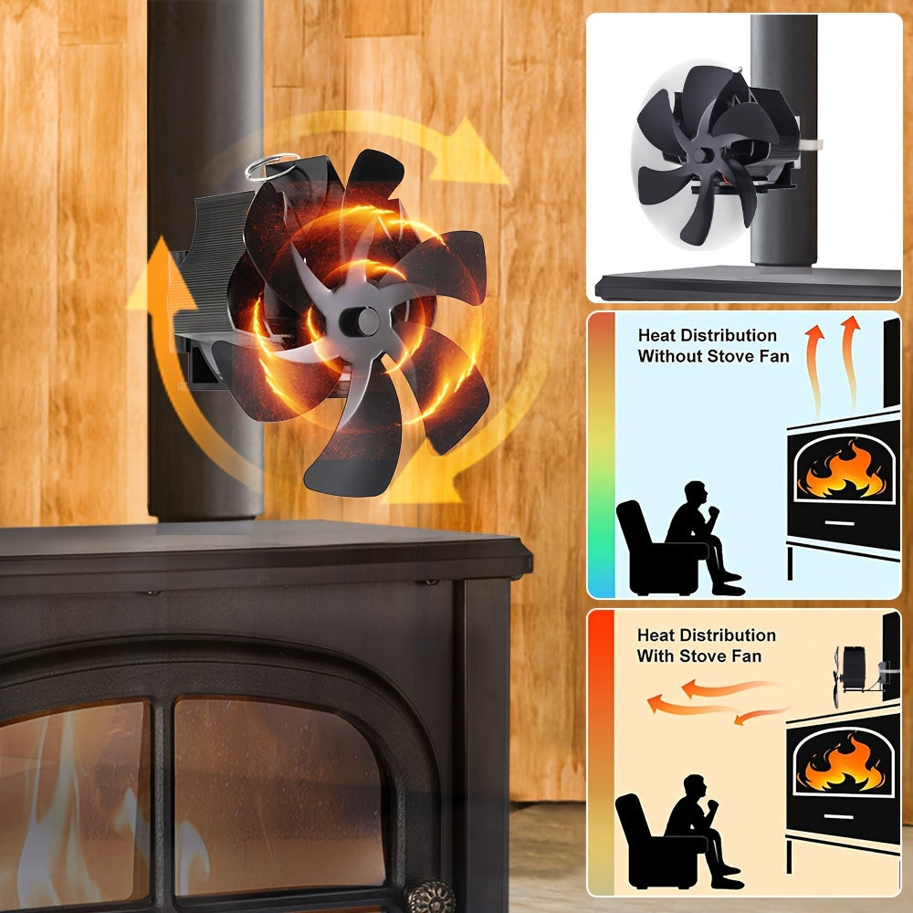 6-Blade Wall-Mounted Fireplace Fan for Wood Stove Heat Distribution