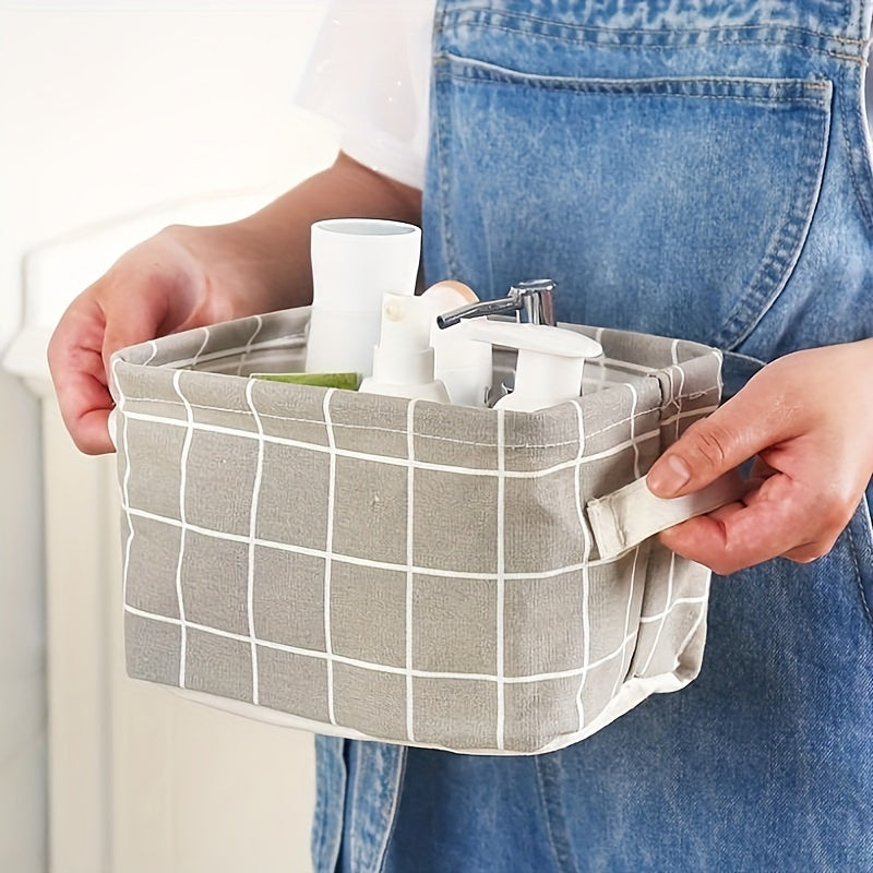 Foldable Cloth Storage Basket with Handles for Cosmetics and Groceries