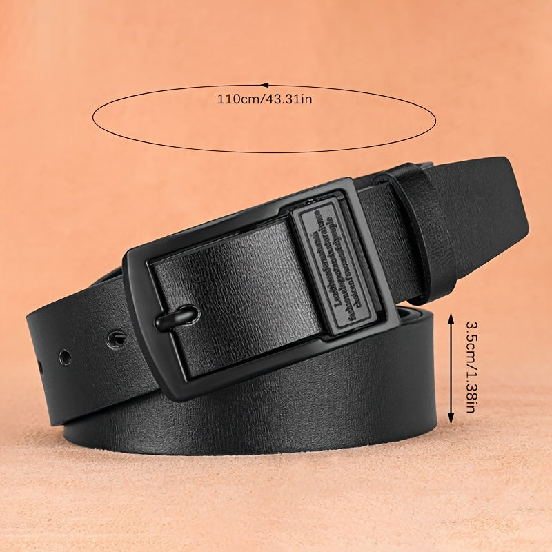 Men's Adjustable Faux Leather Belt with Vintage Alloy Automatic Buckle Black for Casual Wear