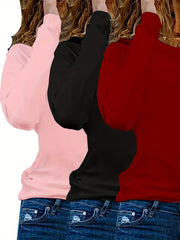 Women's Plus Size Long Sleeve T-Shirts Pack Solid Color Casual Basic Shirts