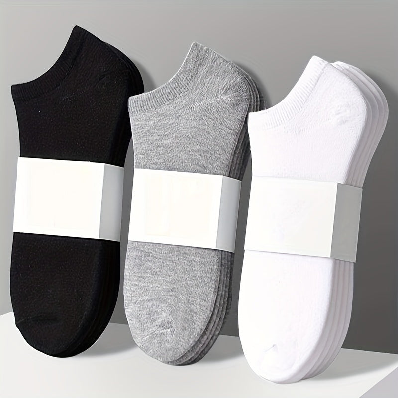 Men's Short Low-Cut Socks Pack of 10 Solid Color Spring Summer