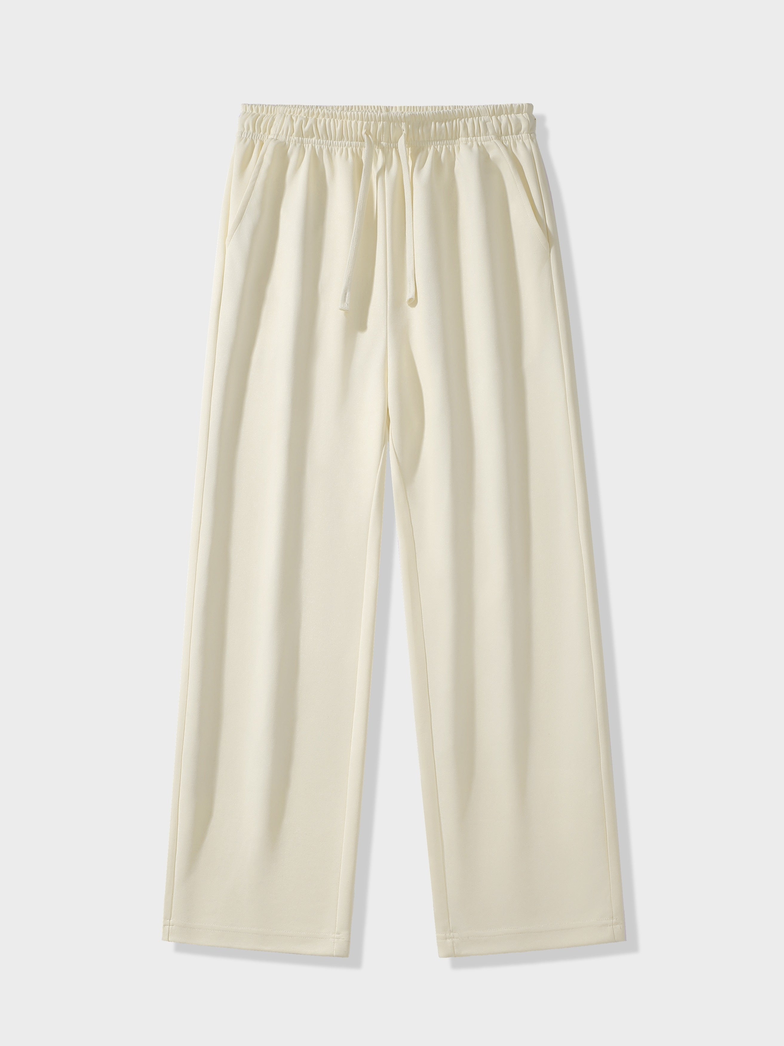 Men's Black Loose Fit Wide Leg Athletic Pants with Drawstring Waist and Breathable Polyester