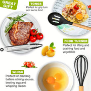 36-Piece Silicone Kitchen Utensil Set with Wooden Handles, Heat-Resistant Non-Stick Tools