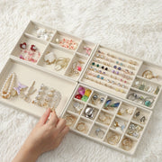 Juego de 4 bandejas de felpa para joyas para organización y exhibición en el cajón