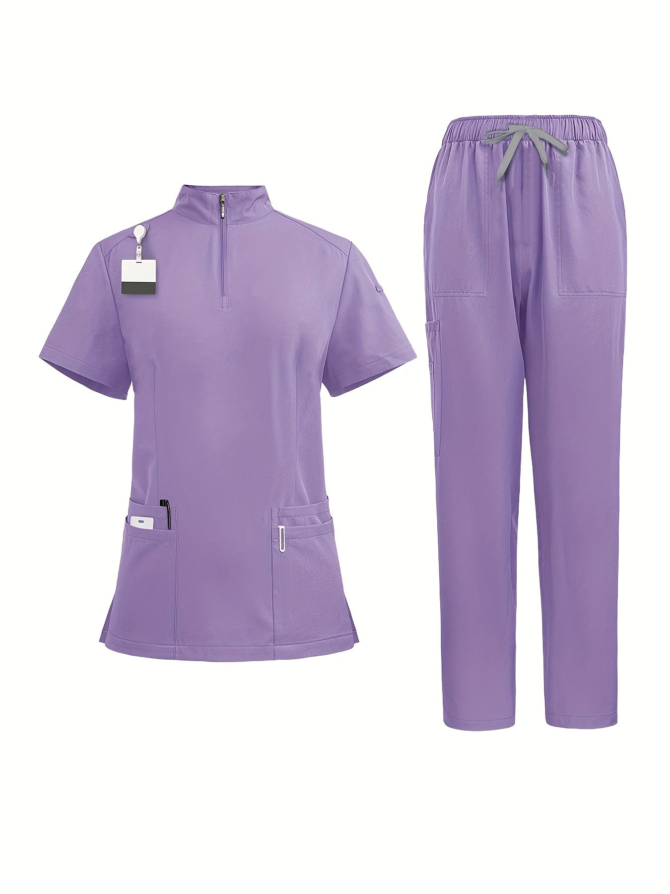 Conjunto de uniformes de poliéster para mujer con top polo con cremallera y pantalones jogger para primavera