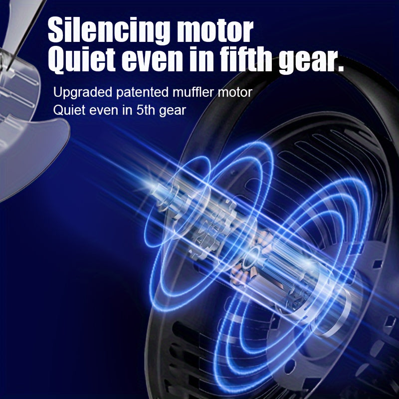 Rechargeable Portable USB Desk Fan with LED Night Light, 5 Speeds, Quiet Operation