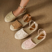 Women's Woven Platform Sandals with Ankle Straps and Closed Toe for Vacation