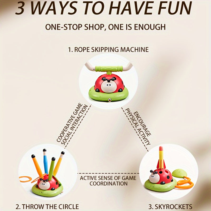 3-in-1 Ladybug Motor Exercise Machine for Children Age 3+ ABS Indoor Outdoor Play