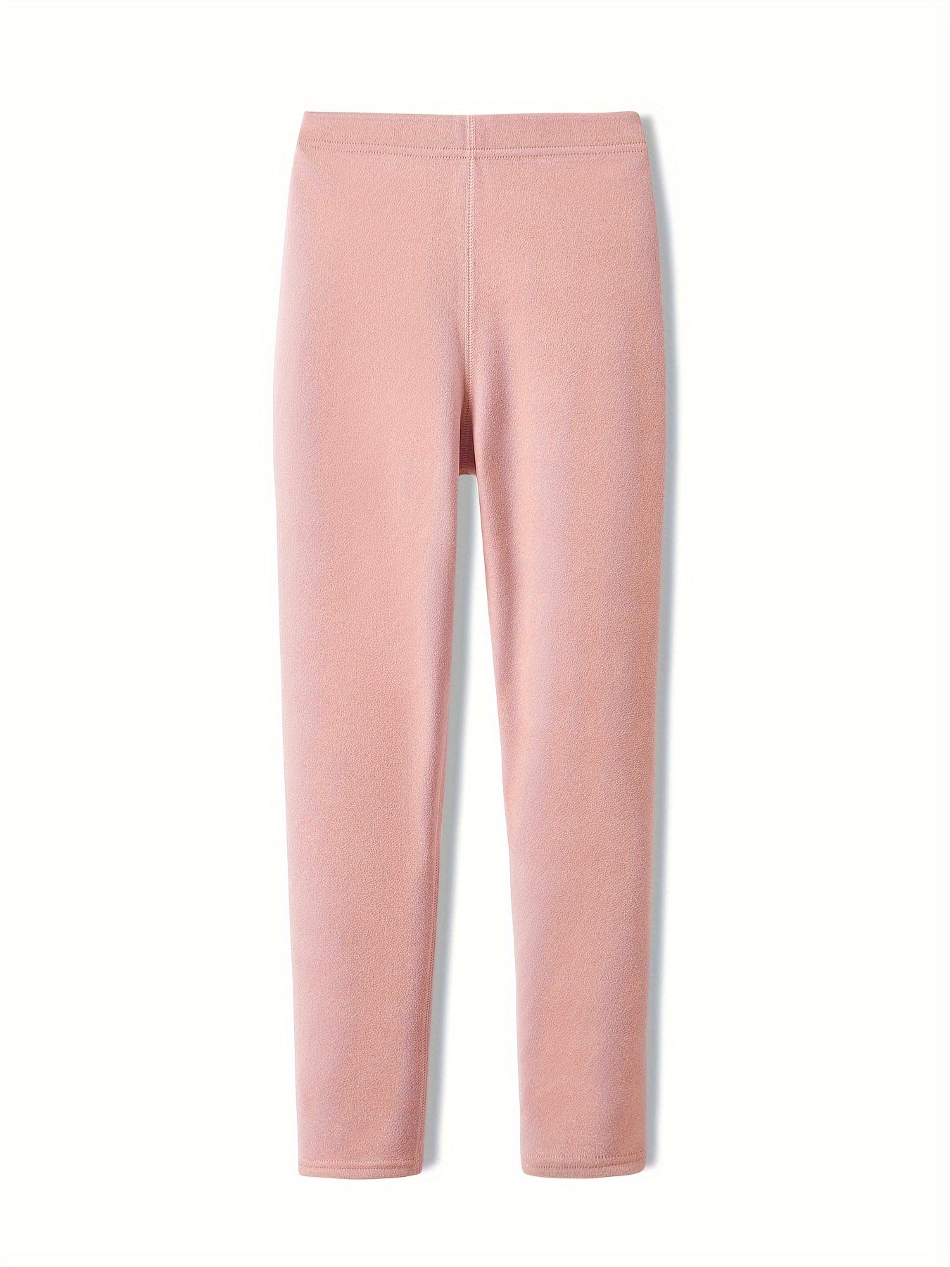 Women's Fleece-Lined High Waist Leggings in Pink and Beige for Autumn Winter Tummy Control Butt Lift Workout