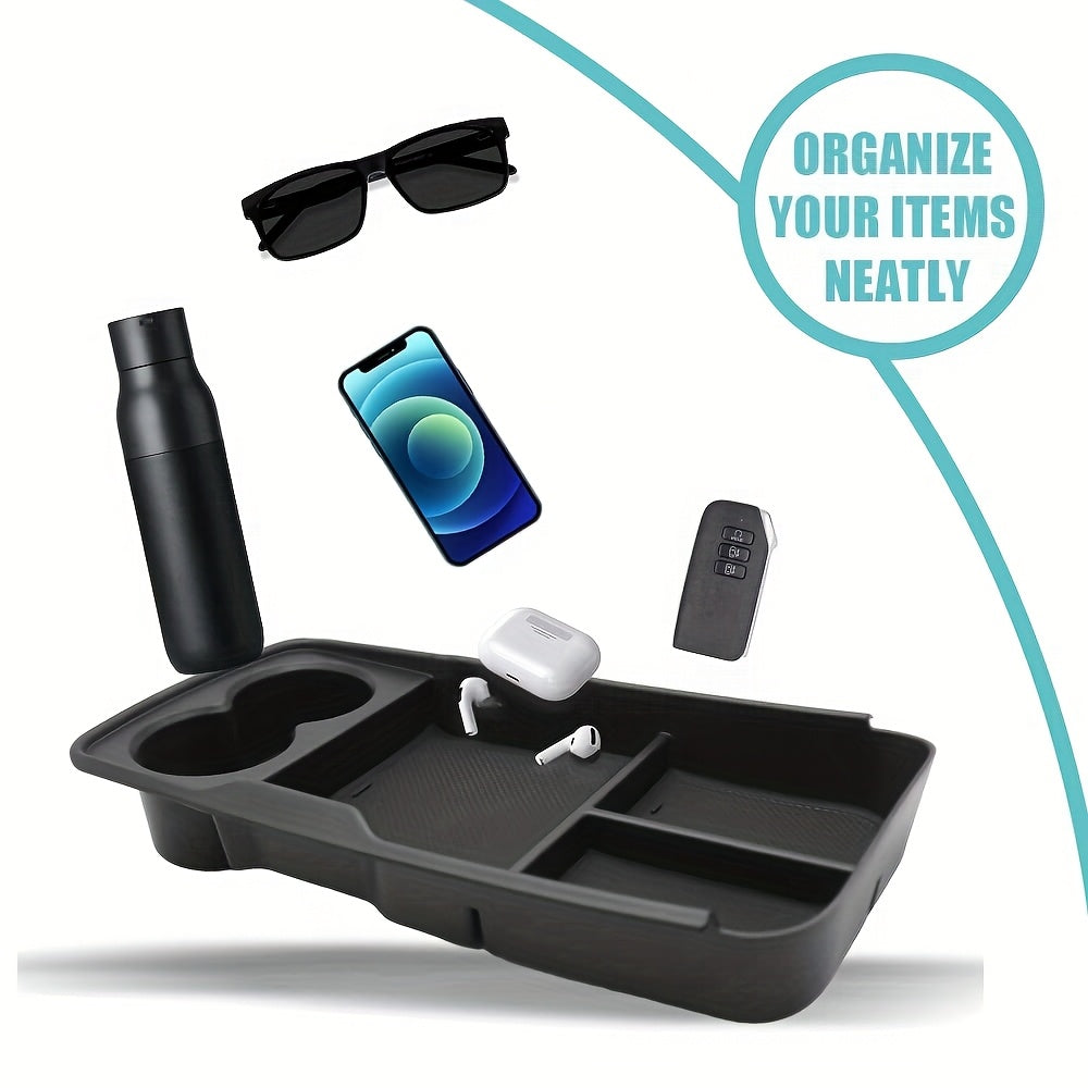 Car Interior Organizer Non-Slip Cup Holders Open Storage Tray Durable Box