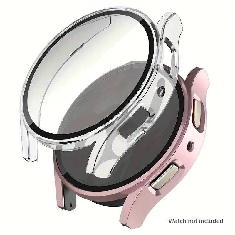 2-Piece Protective Case with Tempered Glass Film and Matte Table Holder for Smartwatch 40mm 44mm