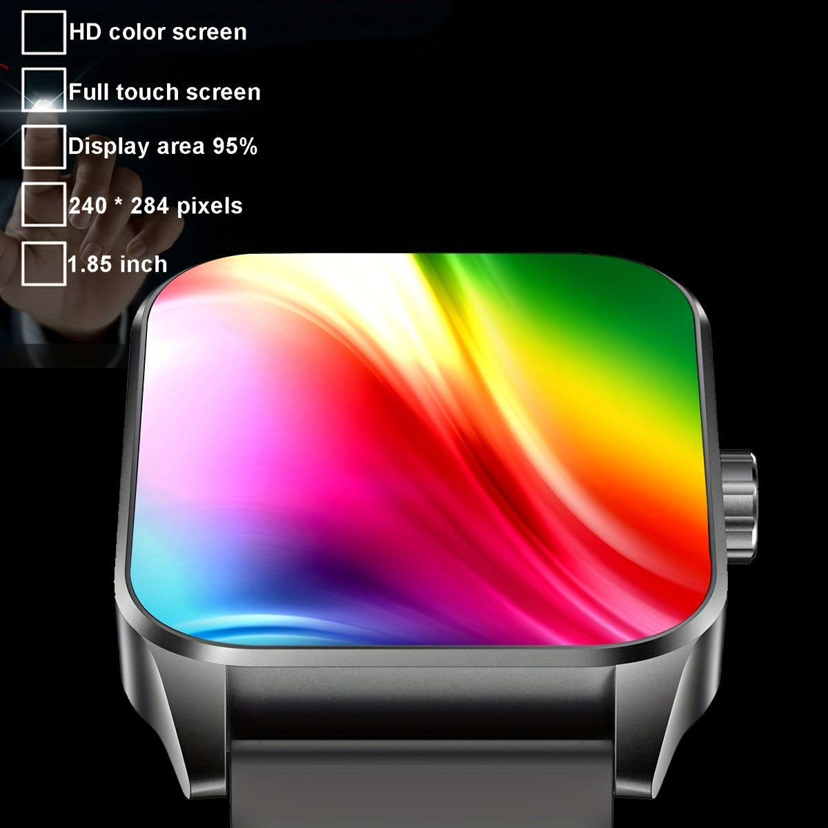 1.85-Inch Smart Watch for Men and Women with Calls Sports Monitoring Message Reminders