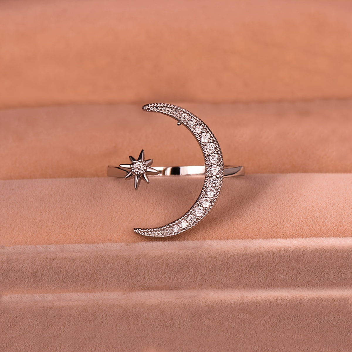 Women’s Zinc Alloy Crescent Shape Ring for Eid Ramadan Gift