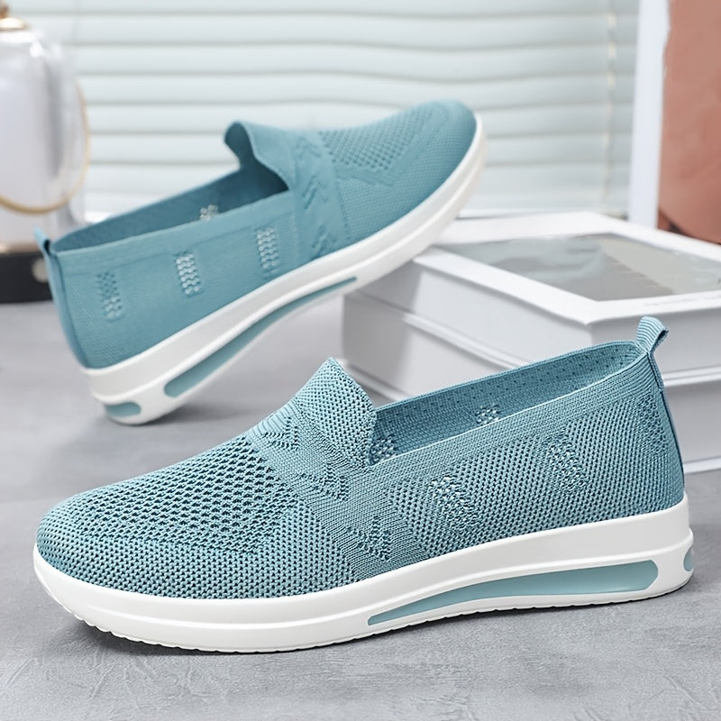 Women's Breathable Woven Sneakers Low Top Casual Shoes Solid Colors