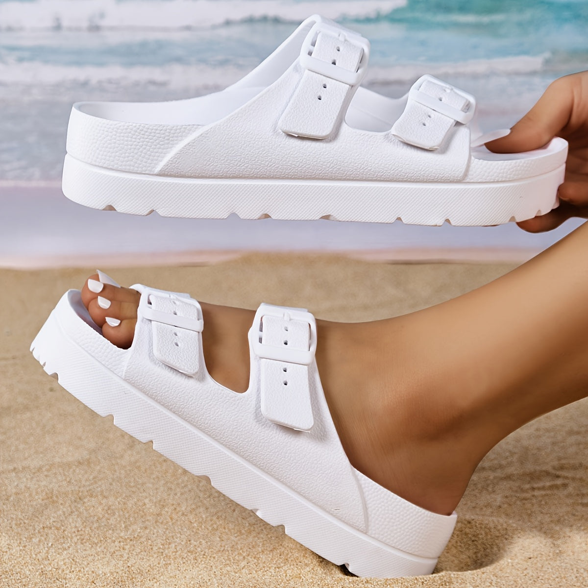 Women’s EVA Slide Sandals Casual Comfortable Flat Beach Vacation Shoes