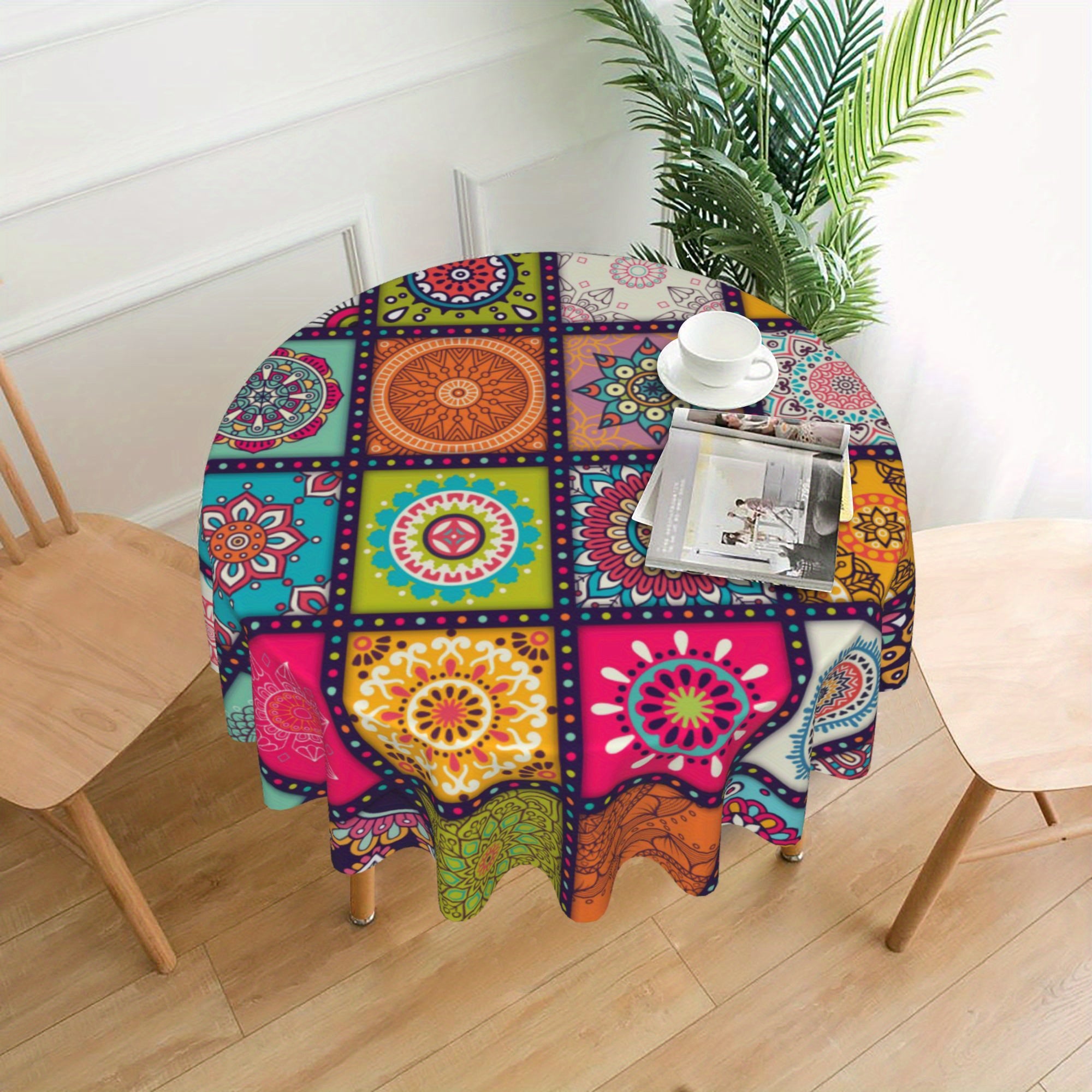 Bohemian Polyester Mandala Tablecloth for Festivals and Home Decor