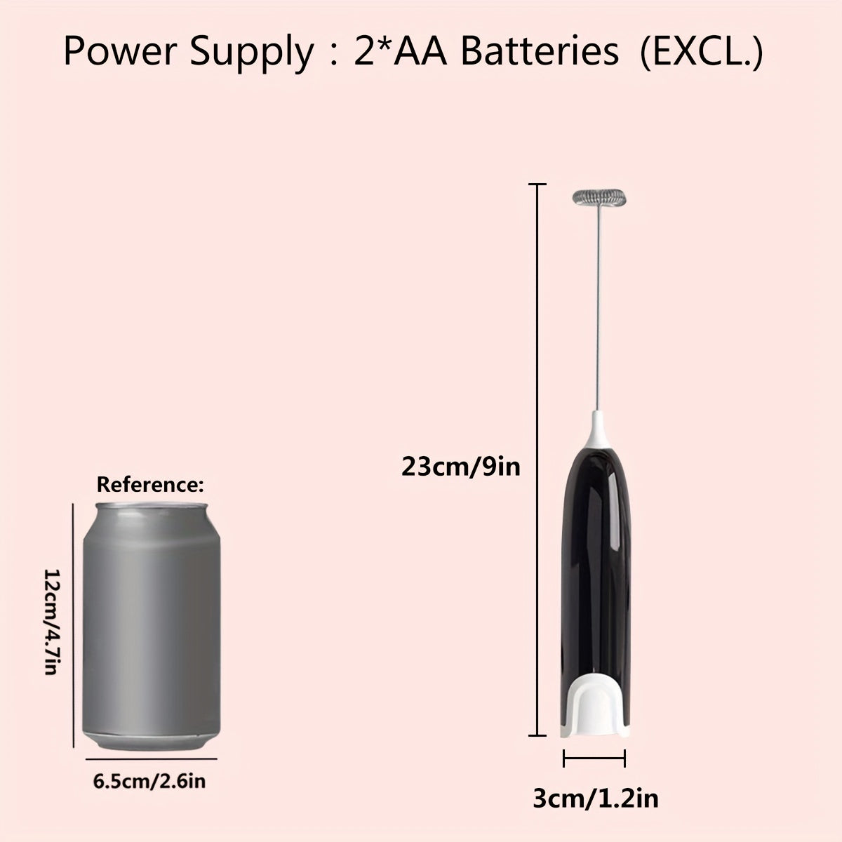 Electric Milk Frother Plastic Drink Foamer Whisk Mixer 1000RPM Battery Powered