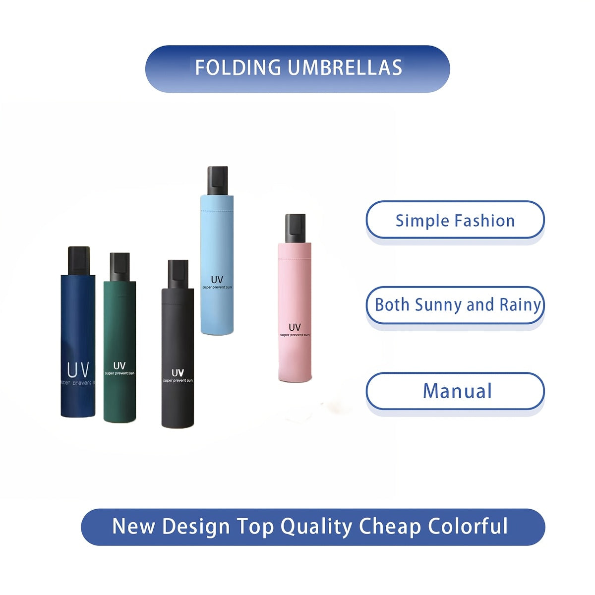 Large Foldable Manual Umbrella for Sun and Rain Protection Men Women Casual Minimalist