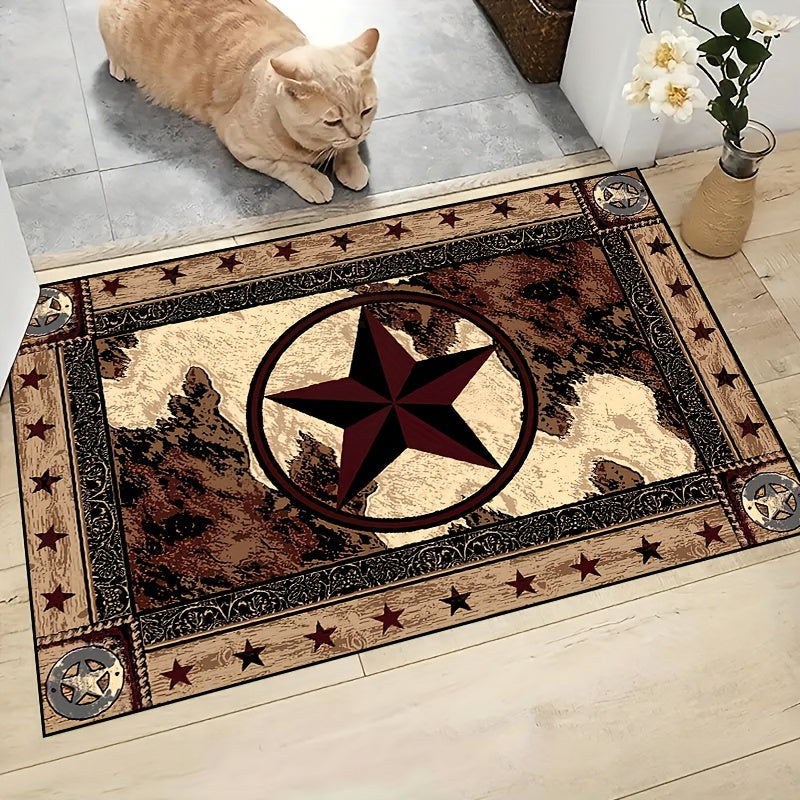 Wooden Box Design Door Mat Non-Slip Polyester Indoor Outdoor Floor Mat