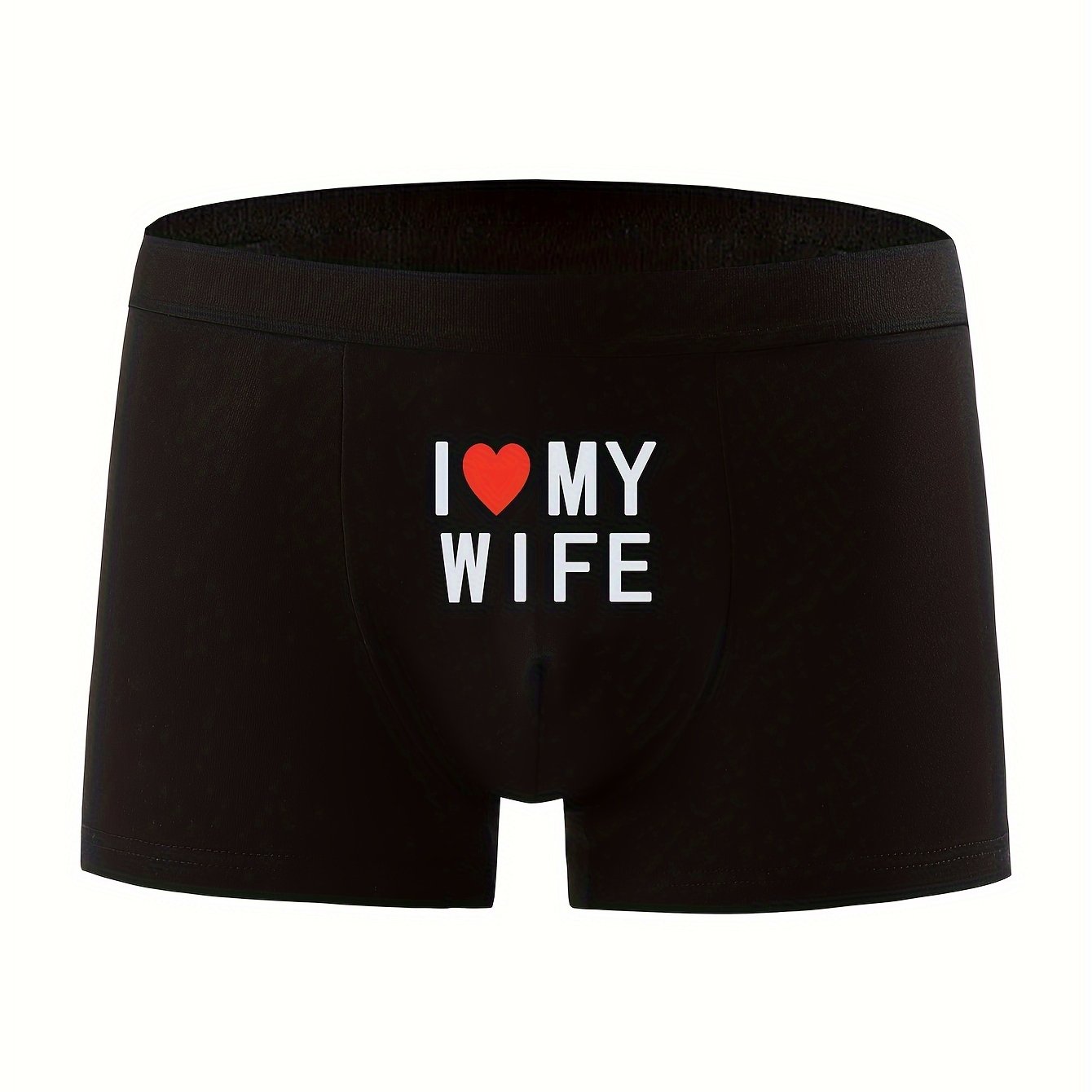 Men's Moisture-Wicking Boxer Shorts with I Love You Pattern for Casual Wear