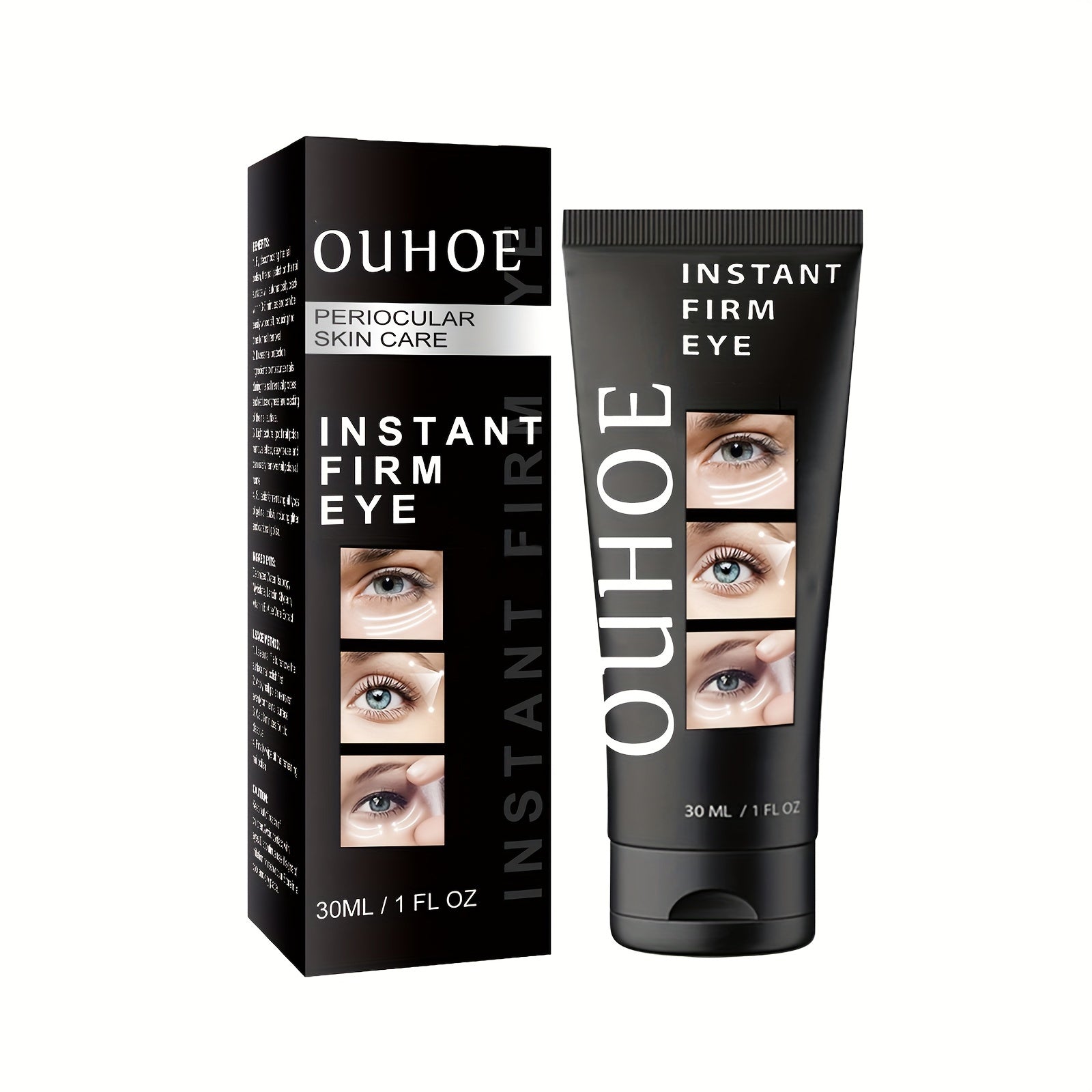 OUHOE Instant Eye Tightener Cream barcha teri turlari uchun. Niacinamide va Gialuron kislotasi bilan mustahkamlovchi va namlantiruvchi. Hidi yo'q, ko'z konturini va namlik darajasini oshiradi, kundalik foydalanish uchun.