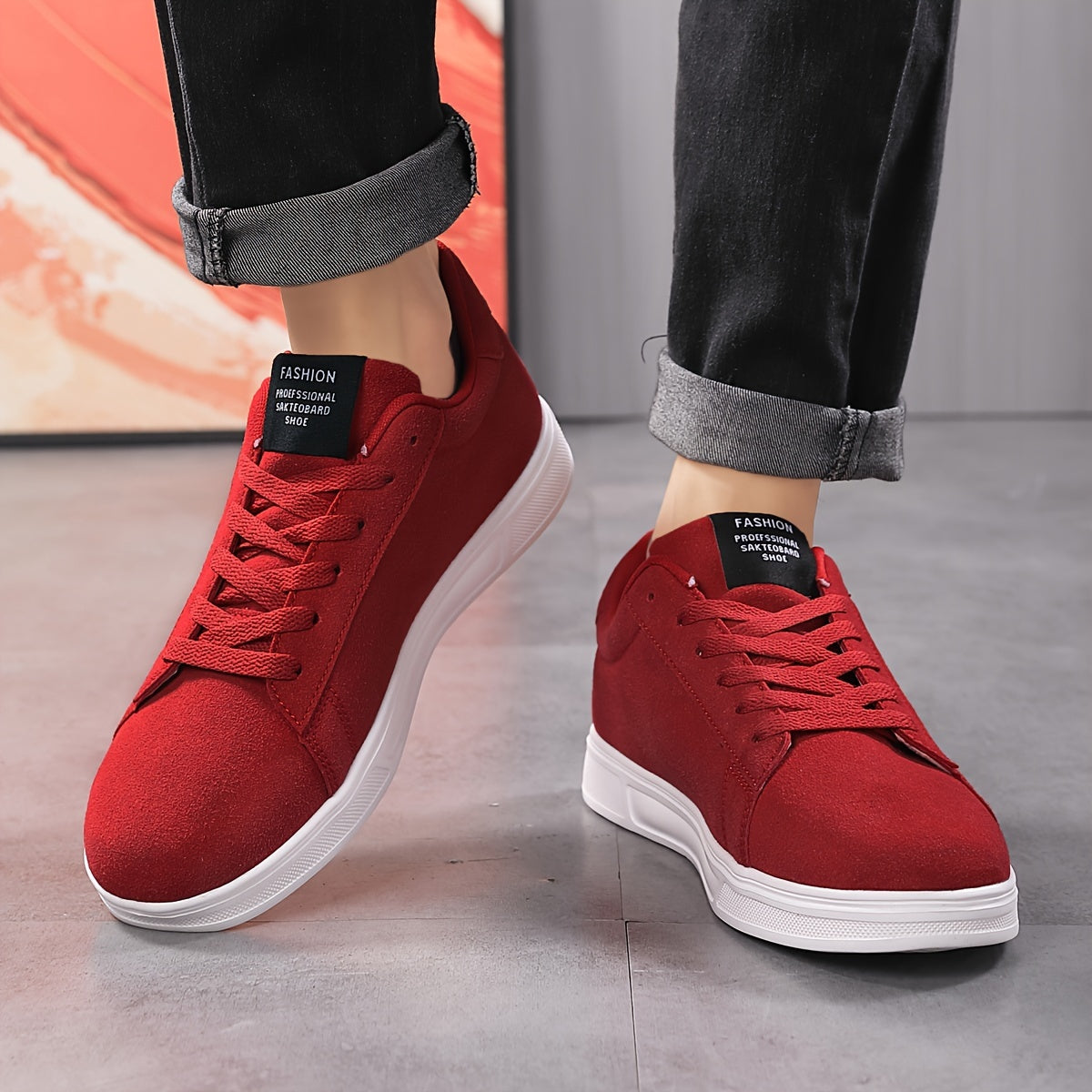 Men's Low Top Lace Up Skate Shoes Non Slip Durable Casual Sneakers for Outdoor Activities