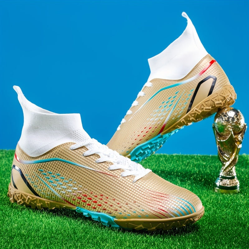 Adult High-Top Soccer Cleats Breathable PU Non-Slip for Training and Competition