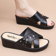 Women's Black EVA Slide Sandals Breathable Open-Toe Cushioned Slip-On