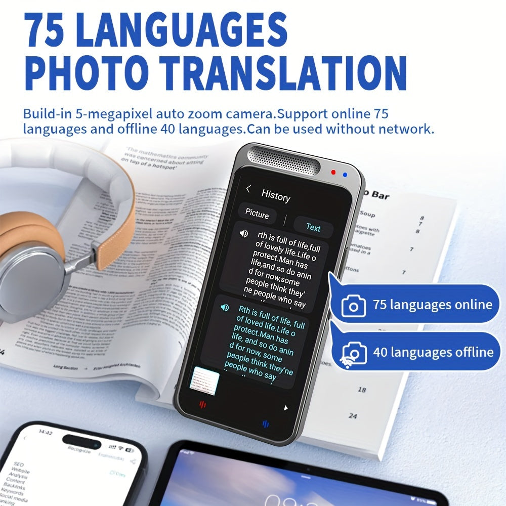 Smart Language Translator Device Voice Photo 138 Languages Offline WiFi Rechargeable