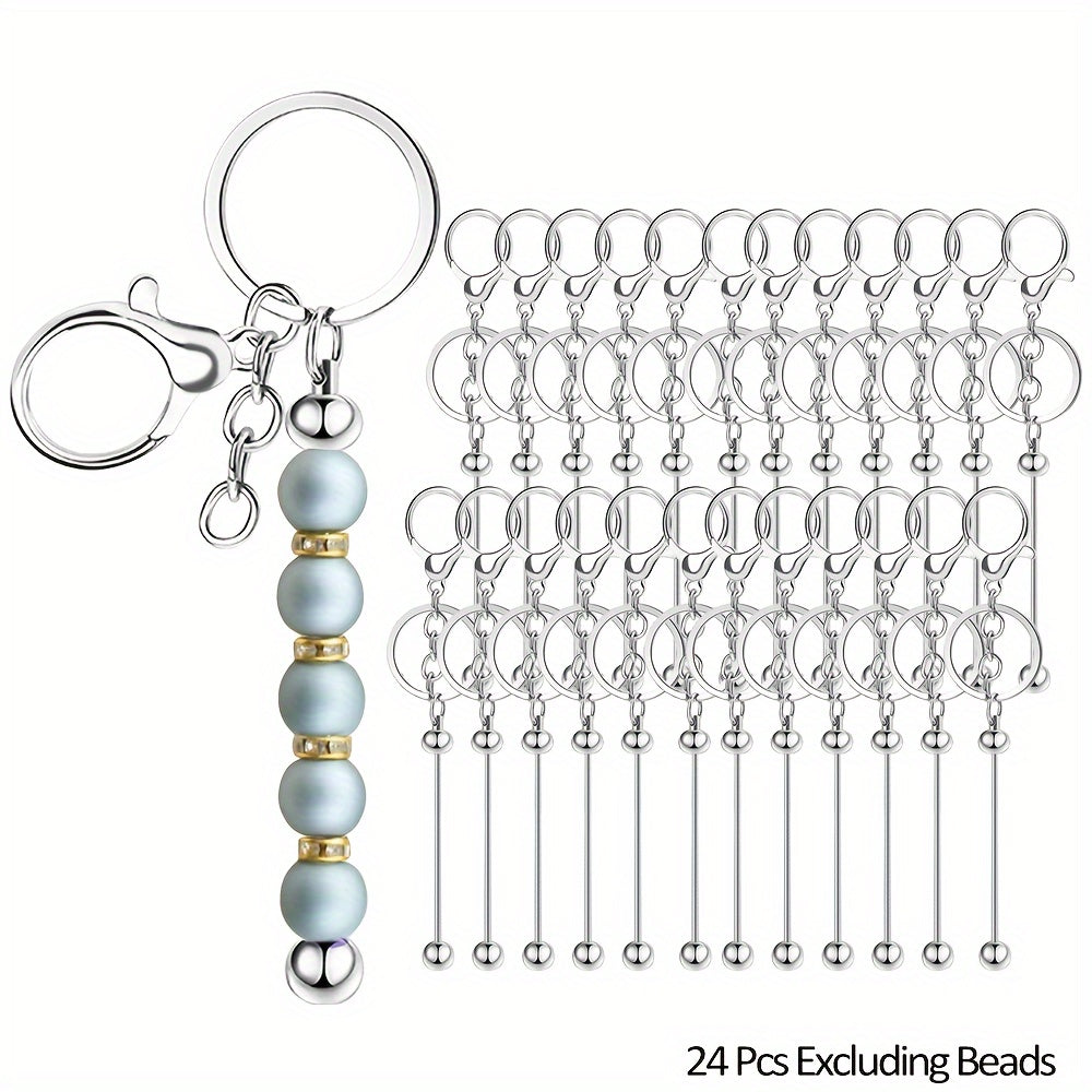 24 Gold Keychain Rods for DIY Crafts Bead-Free Design for Valentine's Day Gifts