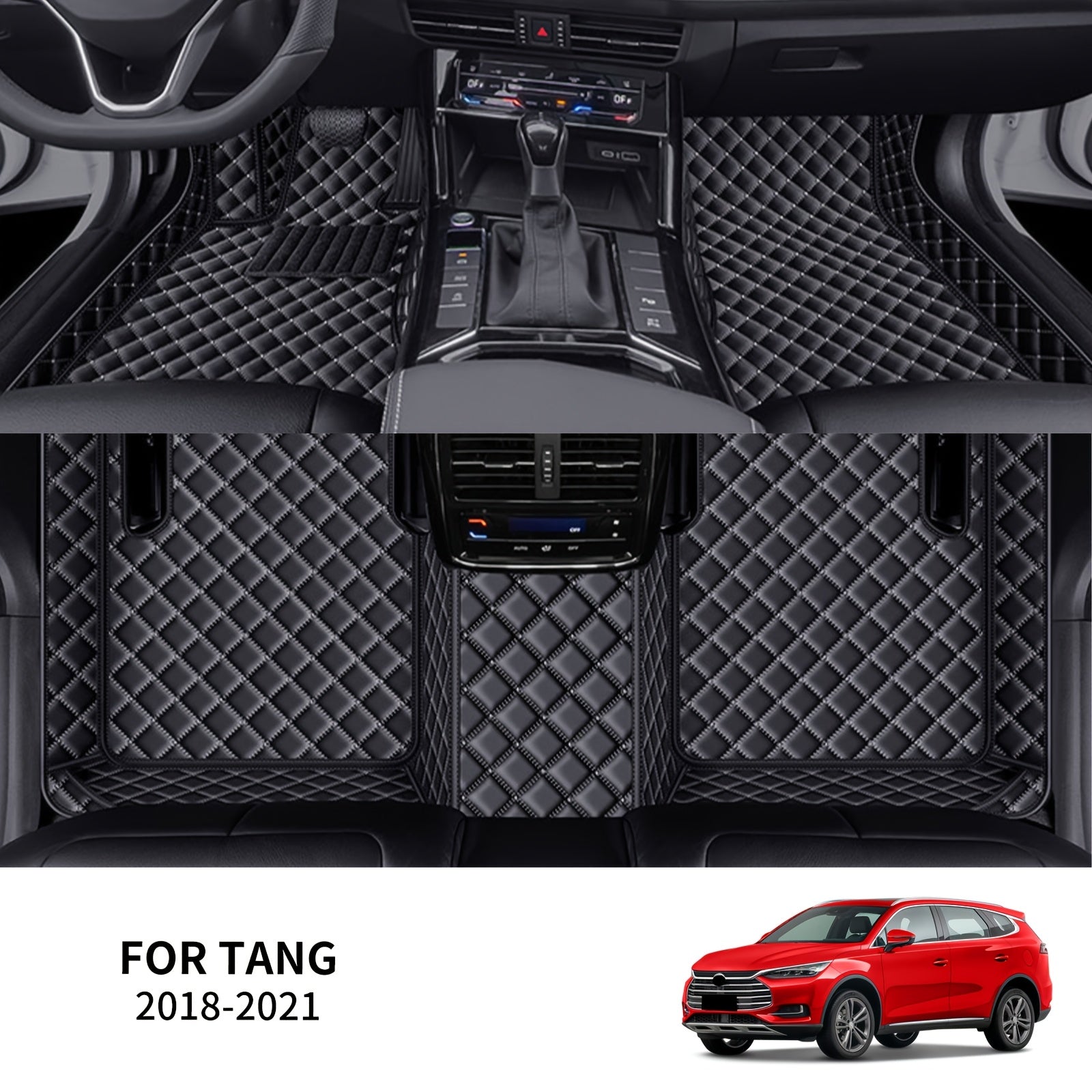 Juego de alfombrillas para coche de cuero sintético para todo clima 3D duraderas para vehículos de 5 plazas