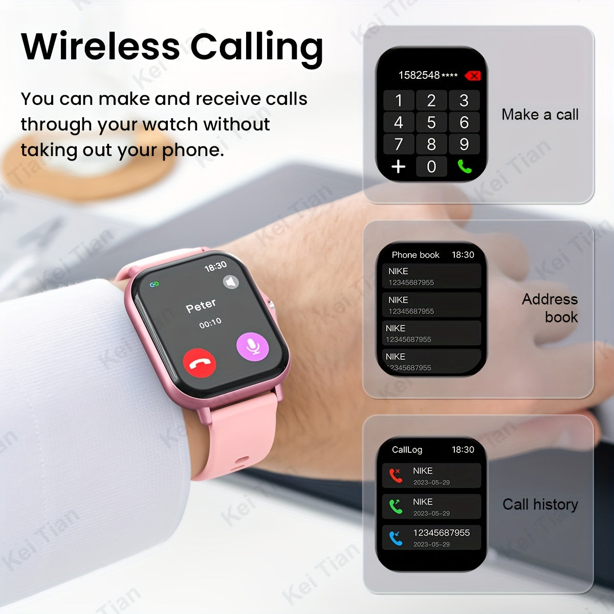 Smartwatch for iPhone and Android with Call Answering 4.65cm Touch Screen Fitness Tracker