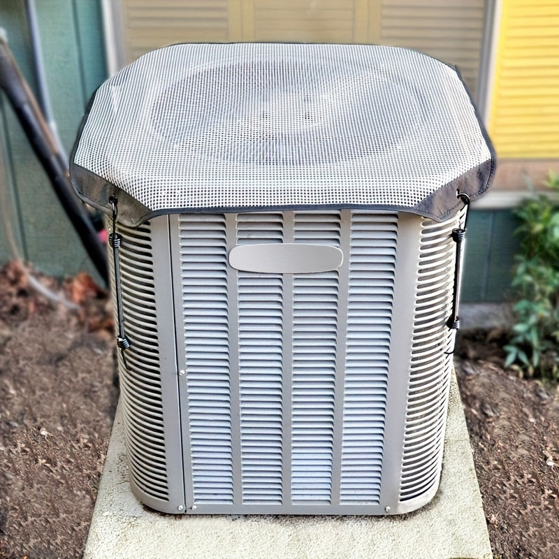 Funda para aire acondicionado gris claro con protector de malla, múltiples tamaños, incluye 4 cuerdas elásticas