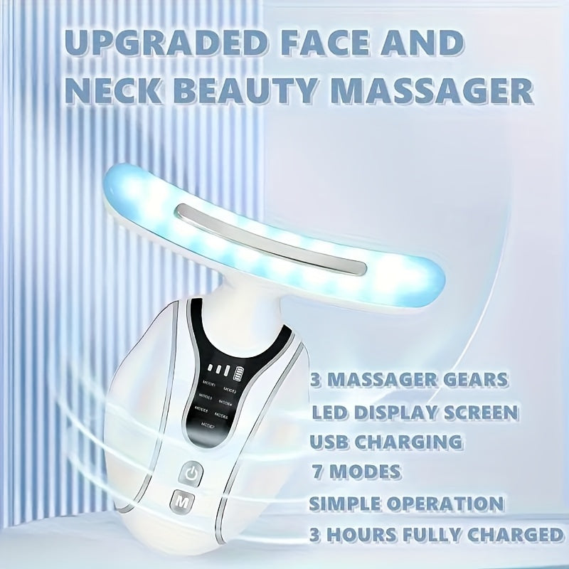 7-в-1 портативный массажер для шеи и лица, перезаряжаемый через USB, инструмент для красоты лица для женщин и девушек