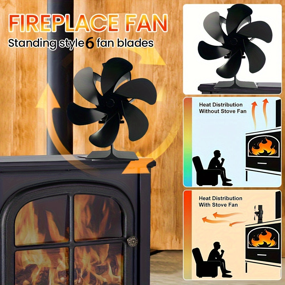 Wood Stove Fan Heat-Driven Fireplace Fan for Wood Gas Burners Home Heating