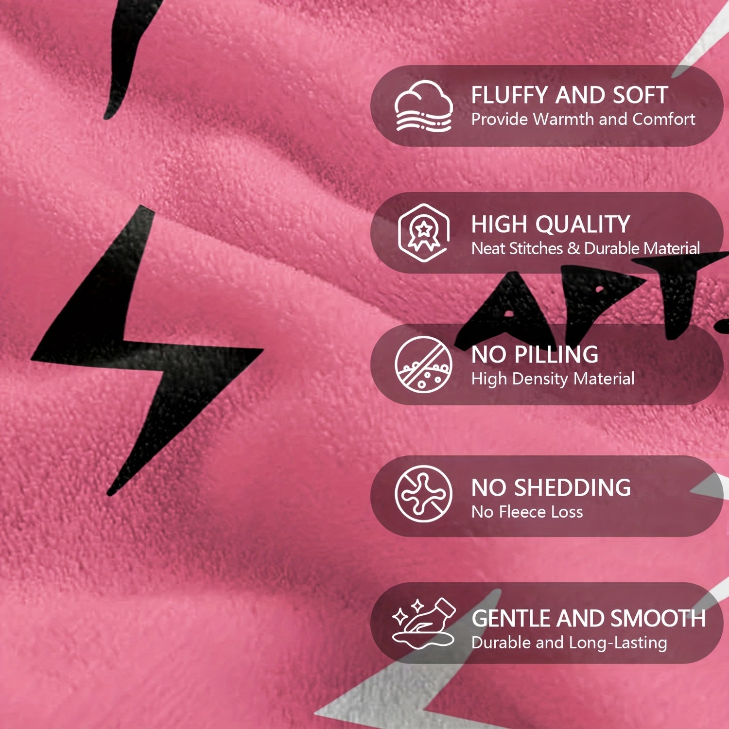 Reversible Flannel Fleece Throw Blanket Music Theme Black Lightning Pattern Ultra Soft Cozy All-Season Home Travel 200-250g Polyester