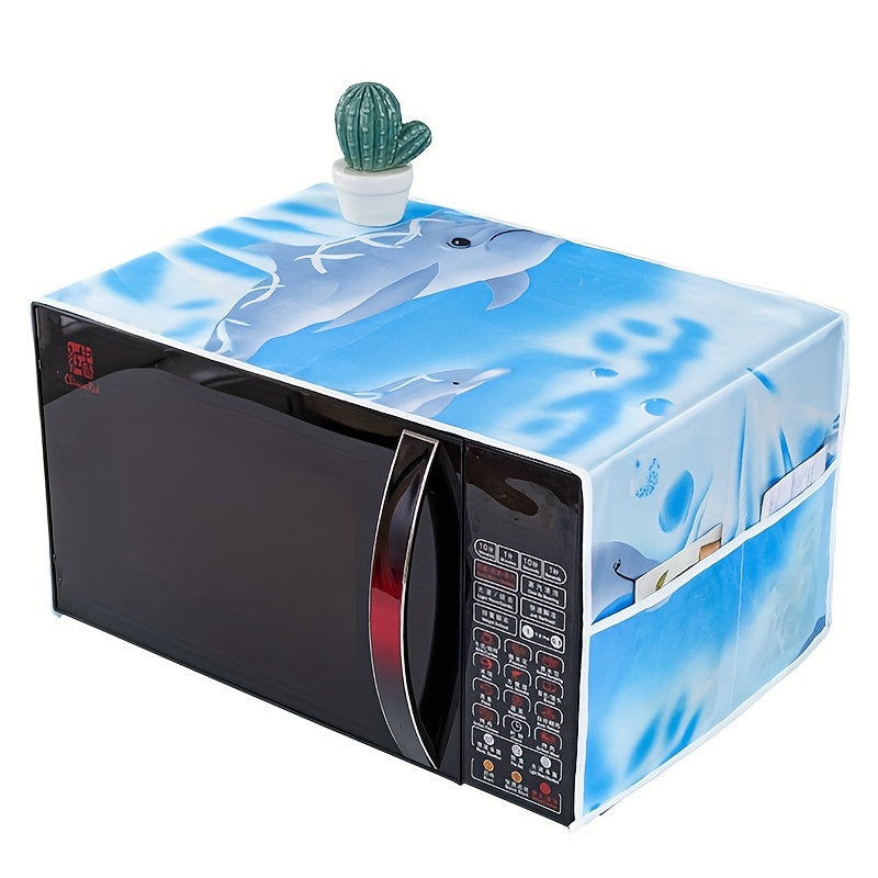 Microwave Cover with Storage Pocket Dustproof Food Cover for Kitchen Appliances