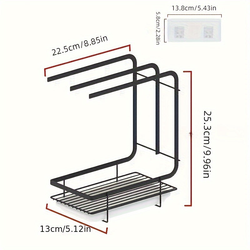 Wall-mounted dishcloth towel rack with sponge holder iron easy to install kitchen sink organizer