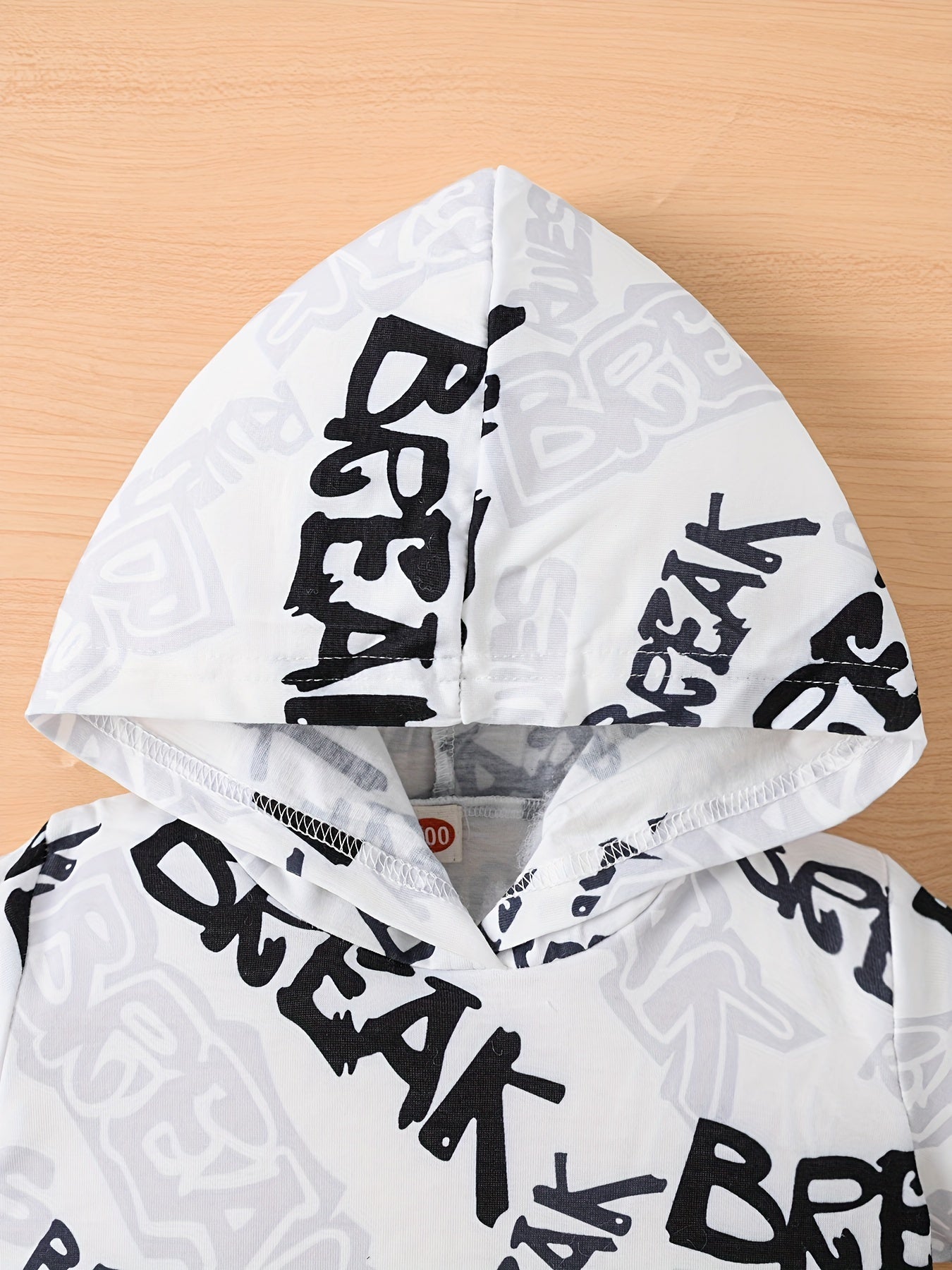 Boys Casual Two-Piece Set Hooded T-Shirt and Shorts Alphabet Print Spring Summer