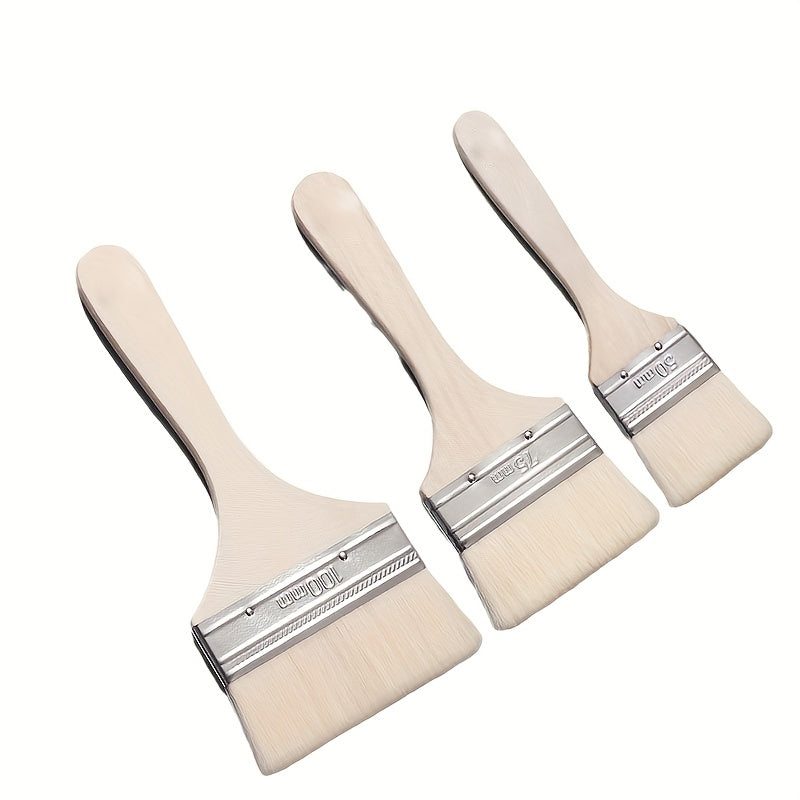 Wooden Handle Wool Brush for Water-Based Paint Baking and Barbecuing