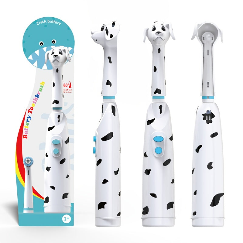 Children's Electric Toothbrush with Spotted Dog Dust Cover for Kids Age 3+