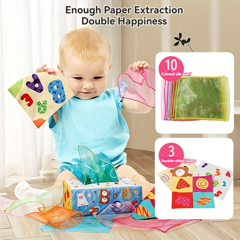Kids' Toy Paper Towel Napkin Box with Paper Toy for Fine Motor Skills and Sensory Play
