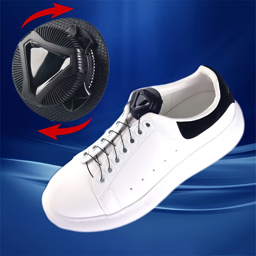 Unisex Plastic Sneaker Accessories - Rotating Button Fasteners, White Black