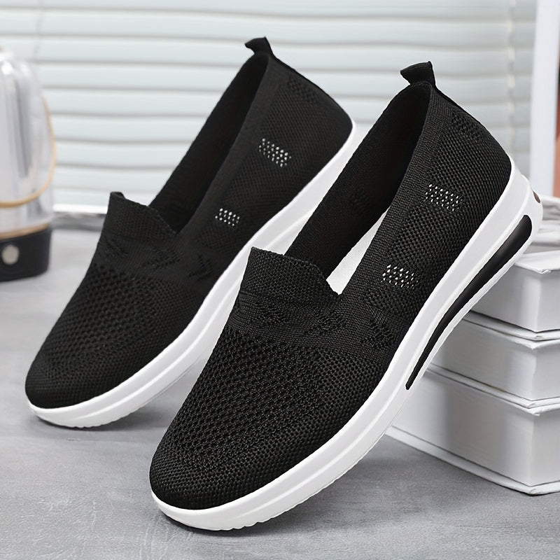 Women's Breathable Woven Sneakers Low Top Casual Shoes Solid Colors