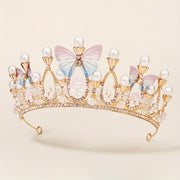 Butterfly Rhinestone Tiara Fairy Crown for Wedding Prom Birthday Daily Wear