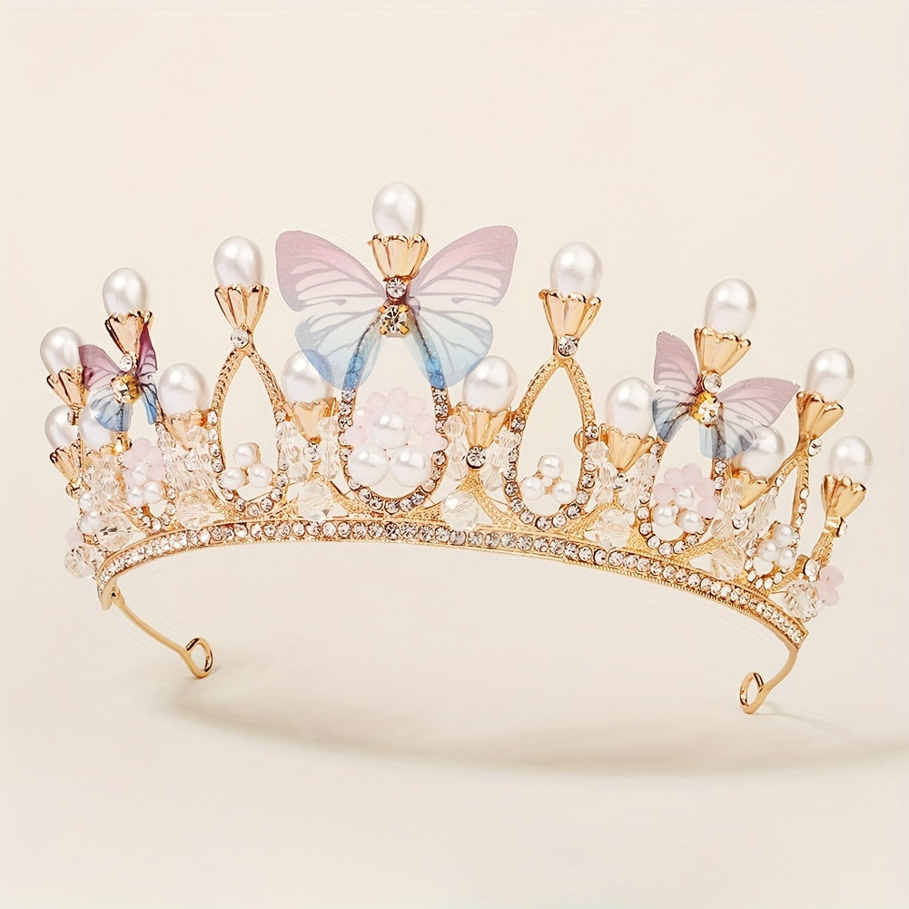 Butterfly Rhinestone Tiara Fairy Crown for Wedding Prom Birthday Daily Wear