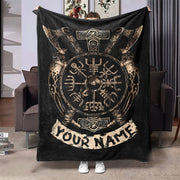 Personalized Viking Totem Print Flannel Blanket Polyester Geometric Shaped All Seasons Gift